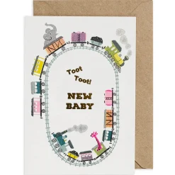 Toot Toot Train New Baby Greetings Card by Petra Boase