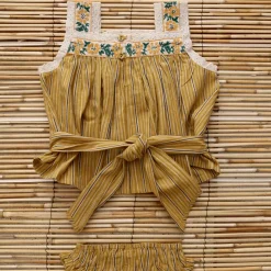 Top & Panty Set in Curry Transat Stripe by Bonjour
