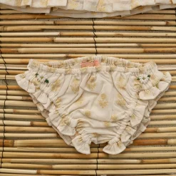 Top & Panty Set in Ivory & Gold Flowers by Bonjour