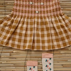 Top & Short Set in Caramel Honeycomb Check by Bonjour