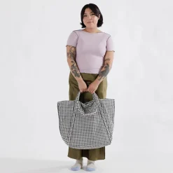 Travel Cloud Bag in Black And White Gingham by Baggu