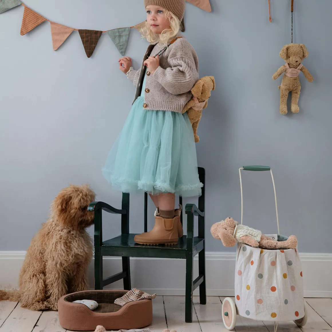 Trolley in Blue Multi Dots by Maileg