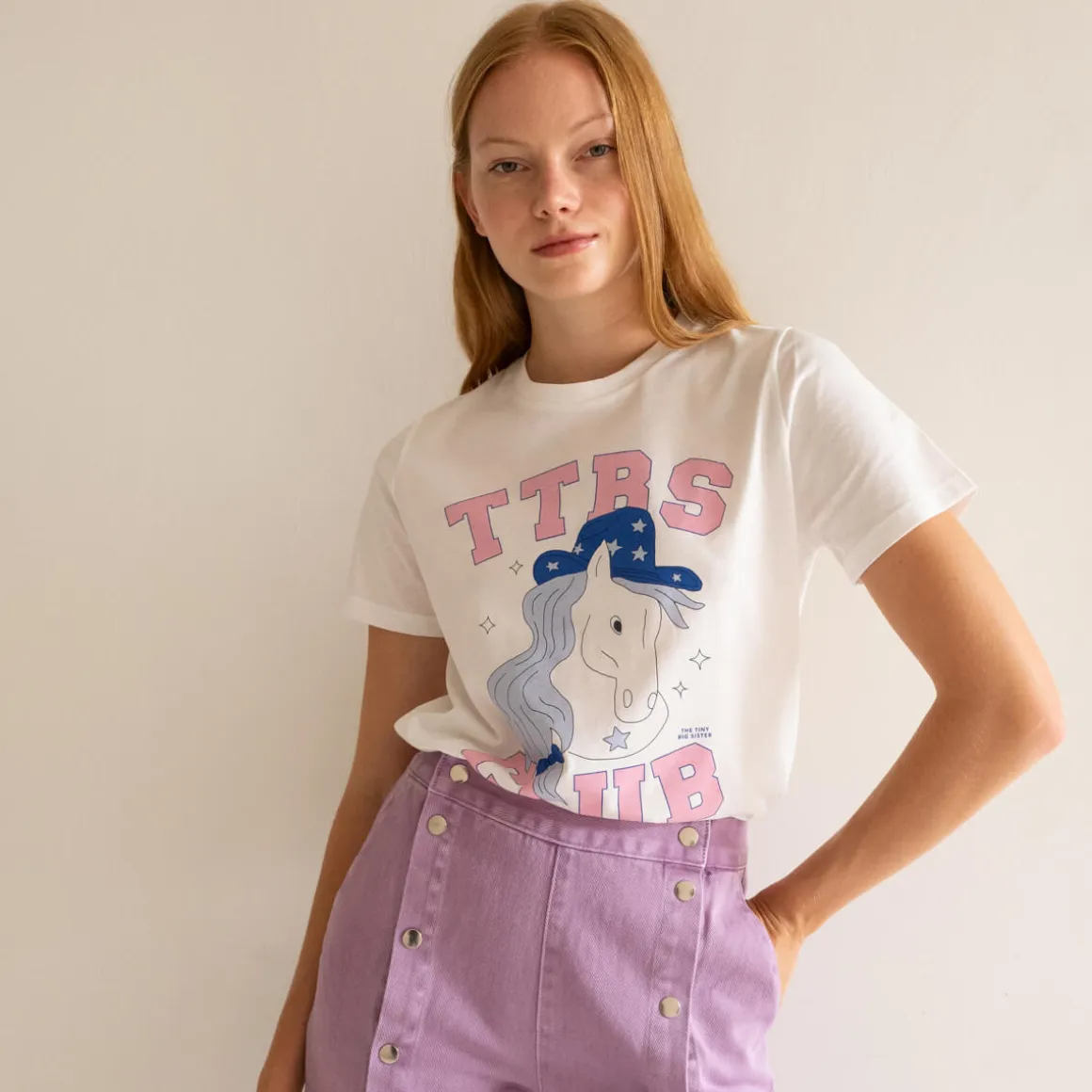 TTBS Club Tee in Off White by The Tiny Big Sister - Last Ones In Stock - EUR 34-38 (UK 6-10)