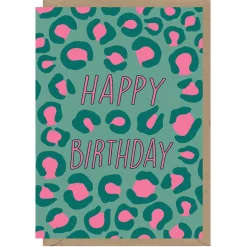 Turquoise Leopard Print Birthday Greetings Card by Elena Essex for Earlybird Designs