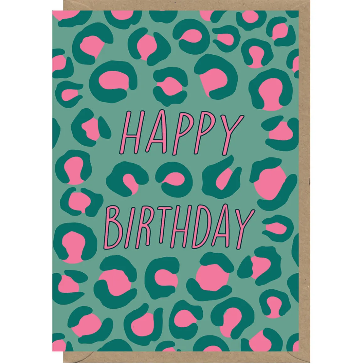Turquoise Leopard Print Birthday Greetings Card by Elena Essex for Earlybird Designs
