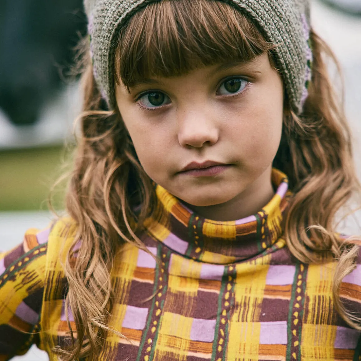 Turtleneck in Plum Watercolour Plaid by Misha & Puff