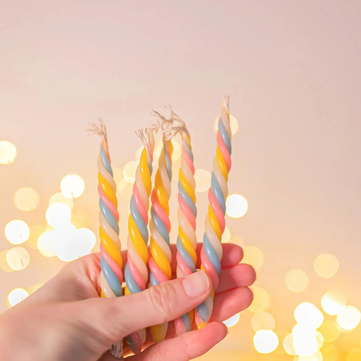 Twisted Marshmallow Beeswax Birthday Candle Set by Camp Hollow