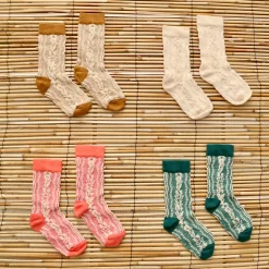 Twist Socks in Ecru White by Bonjour