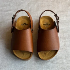 Two Con Me Open Clog Sandals in Cuoio Brown by PèPè
