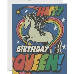 Unicorn Queen Birthday Greetings Card by Red Cap Cards