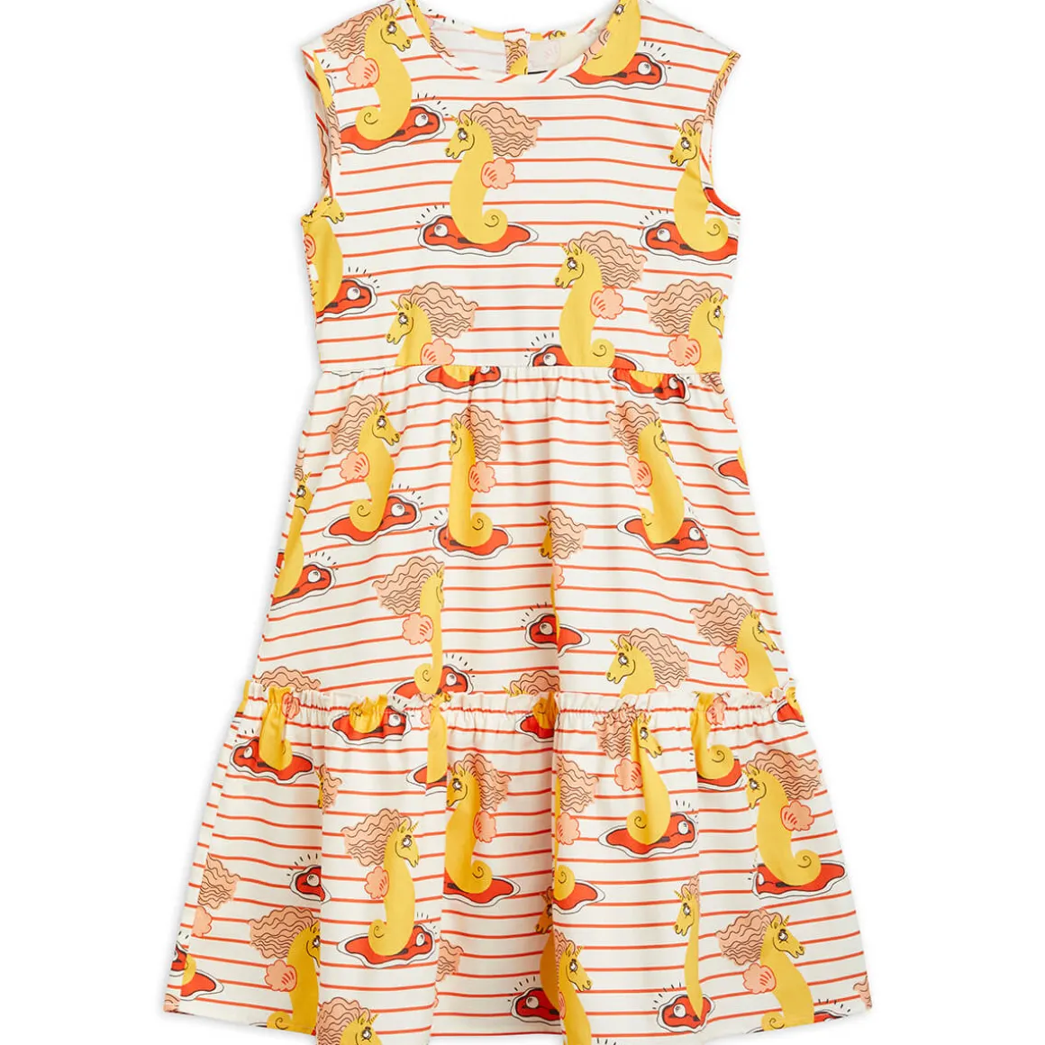 Unicorn Seahorse AOP Woven Dress in Red by Mini Rodini - Last One In Stock - 140/146 (10-11 Years)