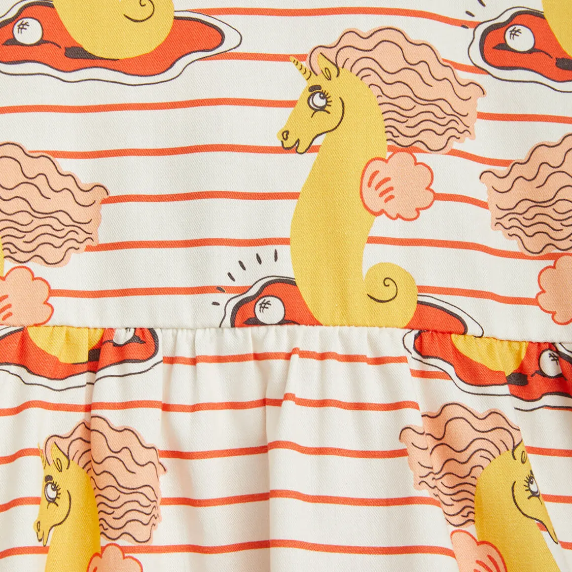 Unicorn Seahorse AOP Woven Dress in Red by Mini Rodini - Last One In Stock - 140/146 (10-11 Years)