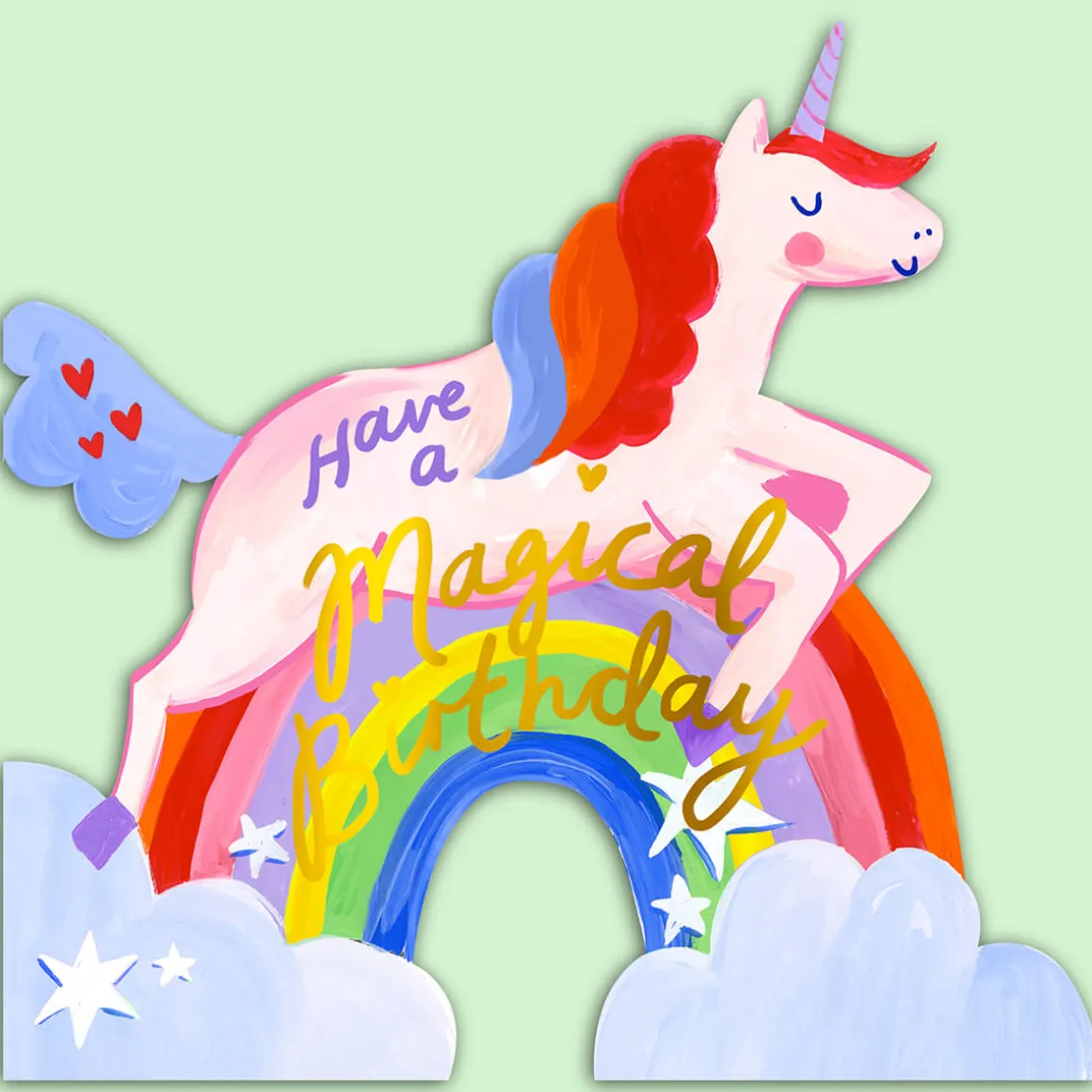 Unicorn Shaped Greetings Card by Eleanor Bowmer