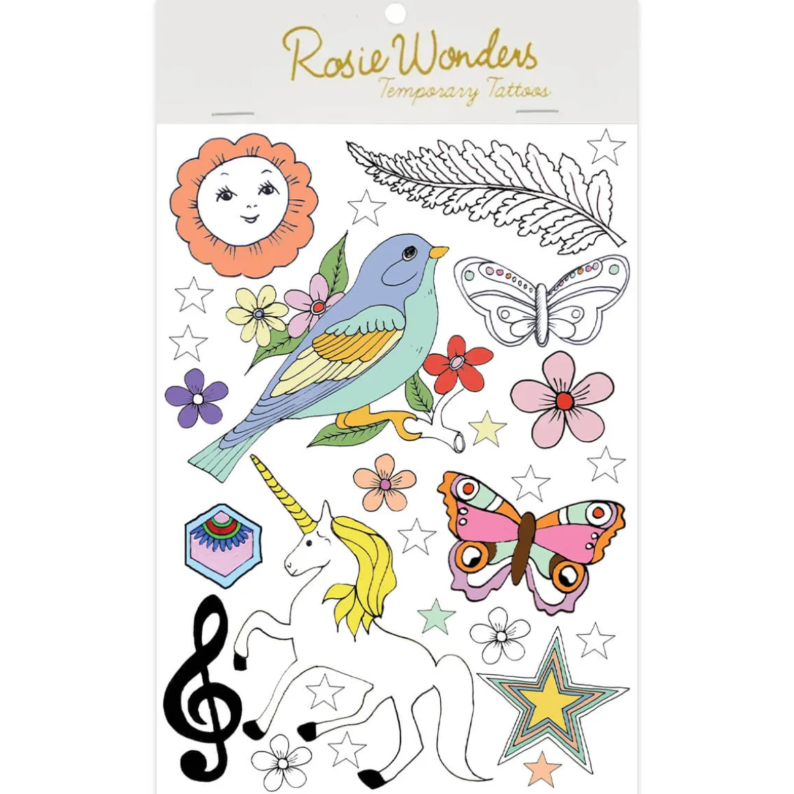 Unicorn Temporary Tattoos (A5 Sheet) by Rosie Wonders