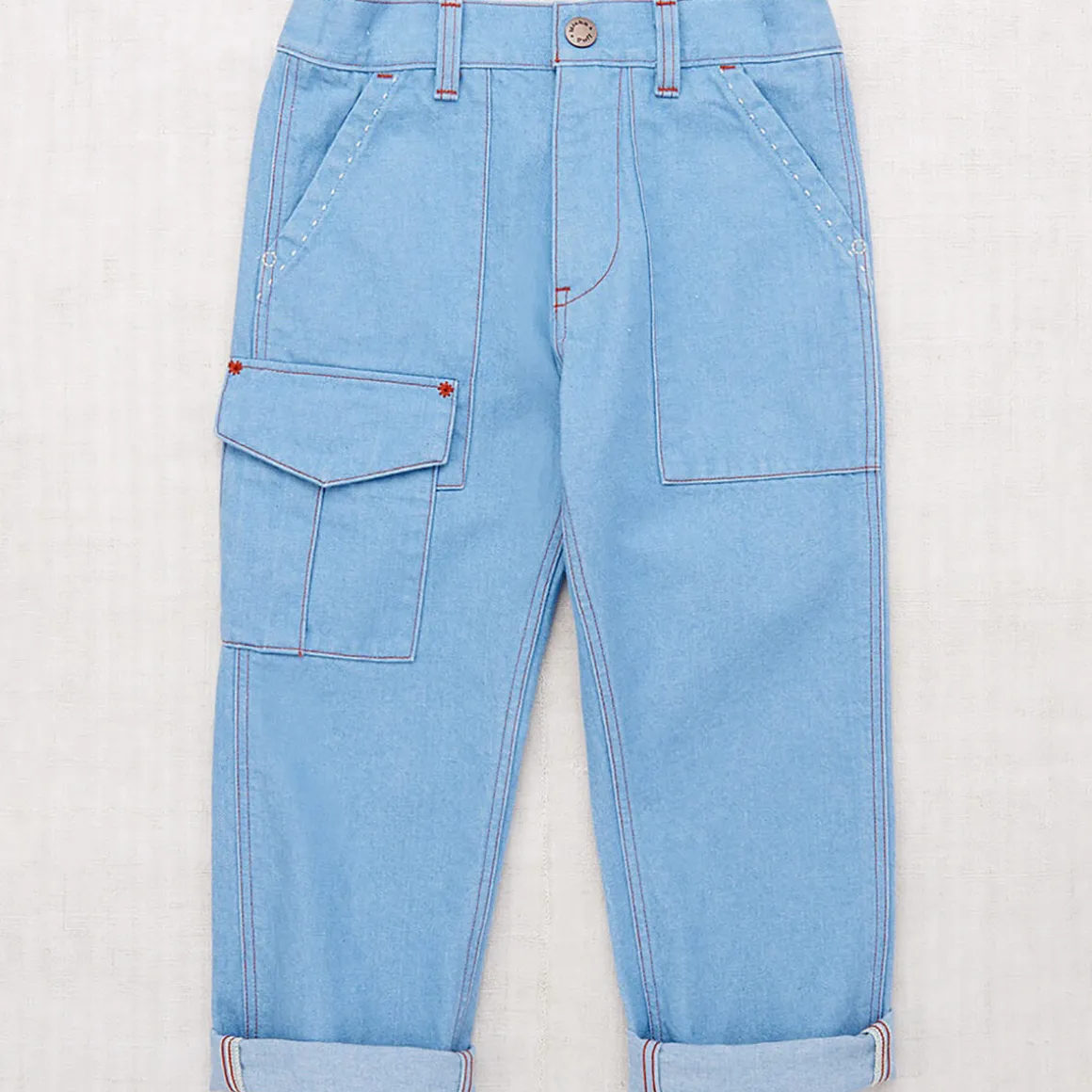 Utility Jeans in Baby Blue by Misha & Puff