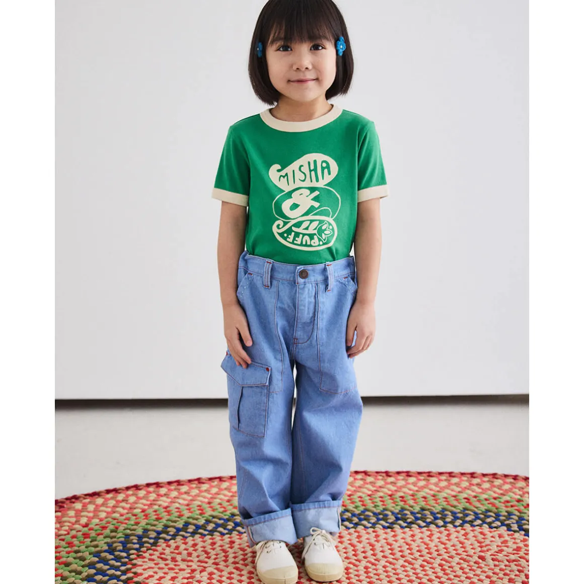 Utility Jeans in Baby Blue by Misha & Puff