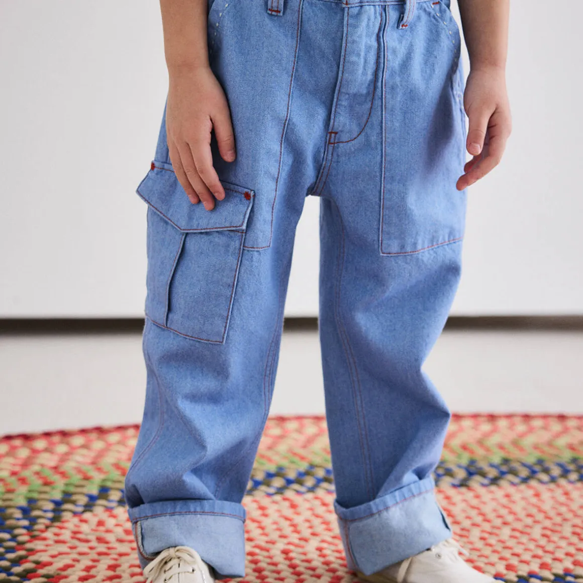 Utility Jeans in Baby Blue by Misha & Puff