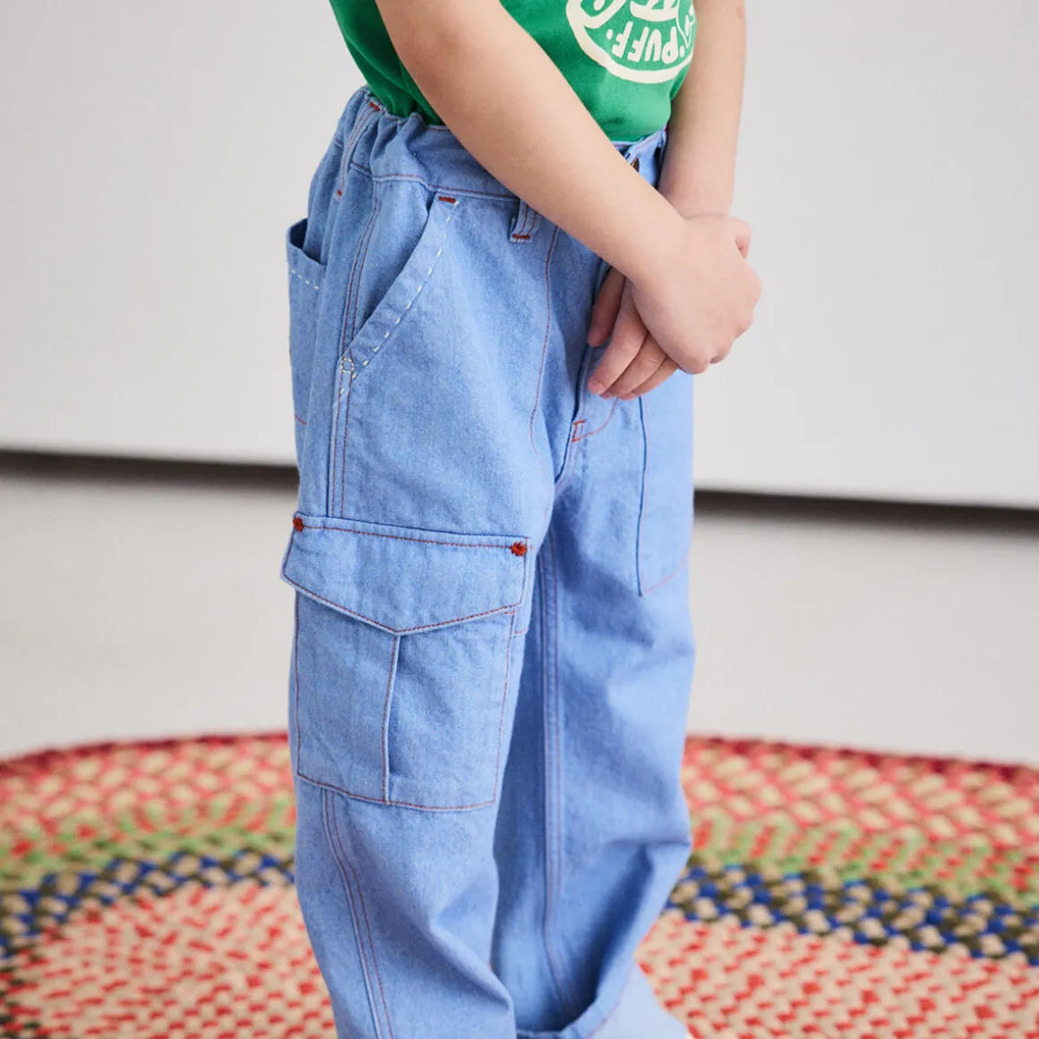 Utility Jeans in Baby Blue by Misha & Puff