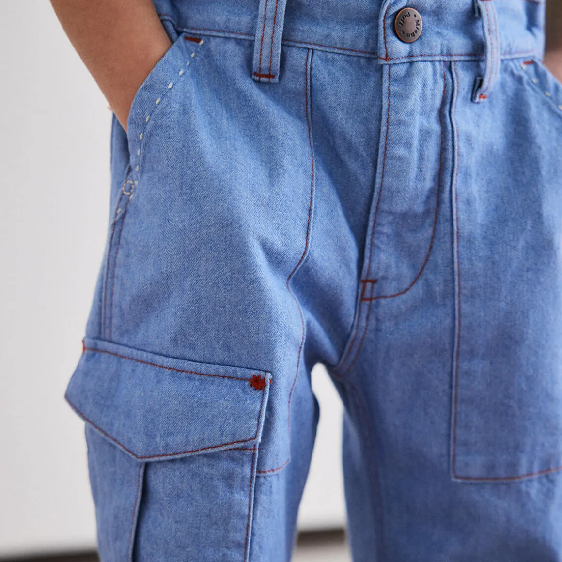 Utility Jeans in Baby Blue by Misha & Puff