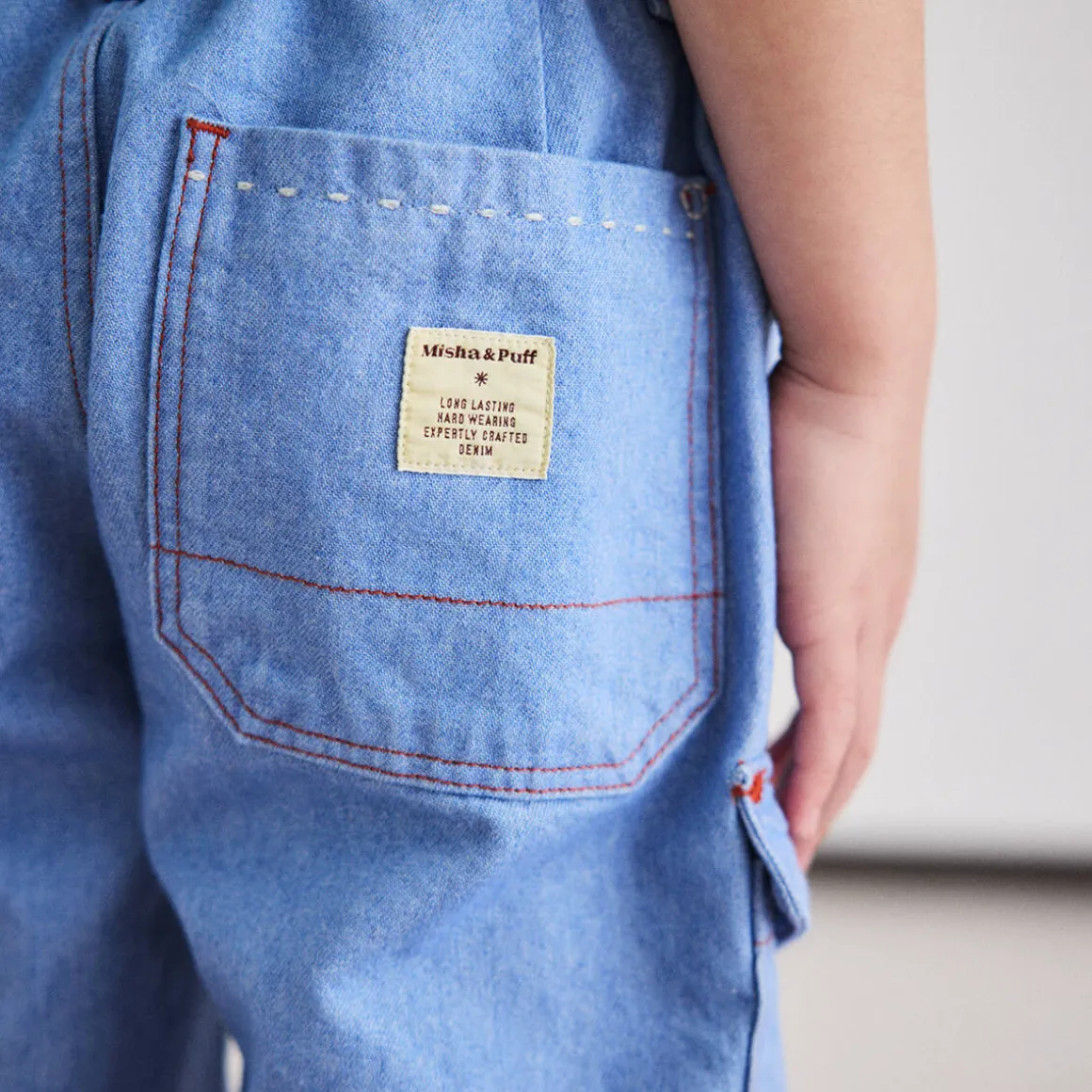 Utility Jeans in Baby Blue by Misha & Puff