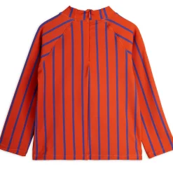 Vertical Stripe Long Sleeve UV Swim Top in Red by Mini Rodini