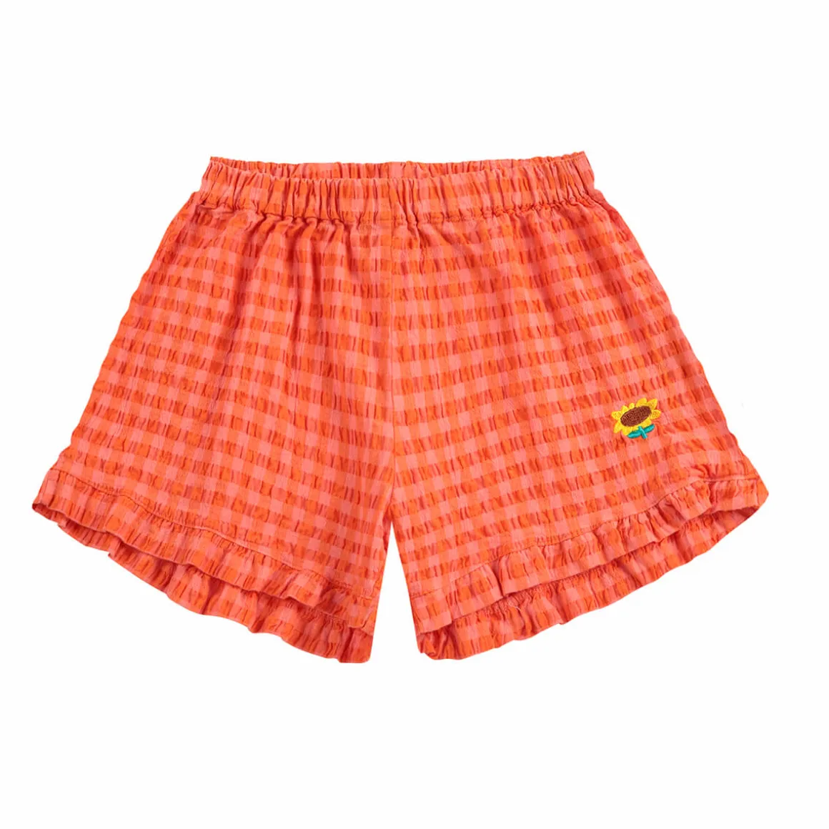 Vichy Ruffle Woven Shorts by Bobo Choses