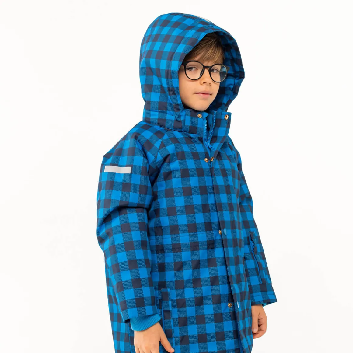 Vichy Snow Jacket in Blue / Navy by Tinycottons
