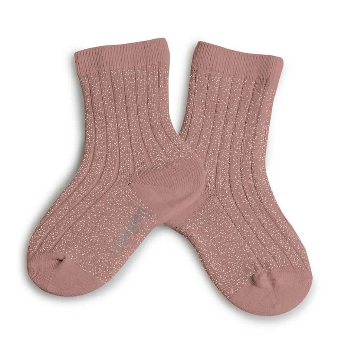 Victoire Glitter Ribbed Crew Socks in Bois De Rose by Collegien