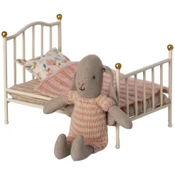 Vintage Mouse Bed in Off White with Pink Blanket by Maileg