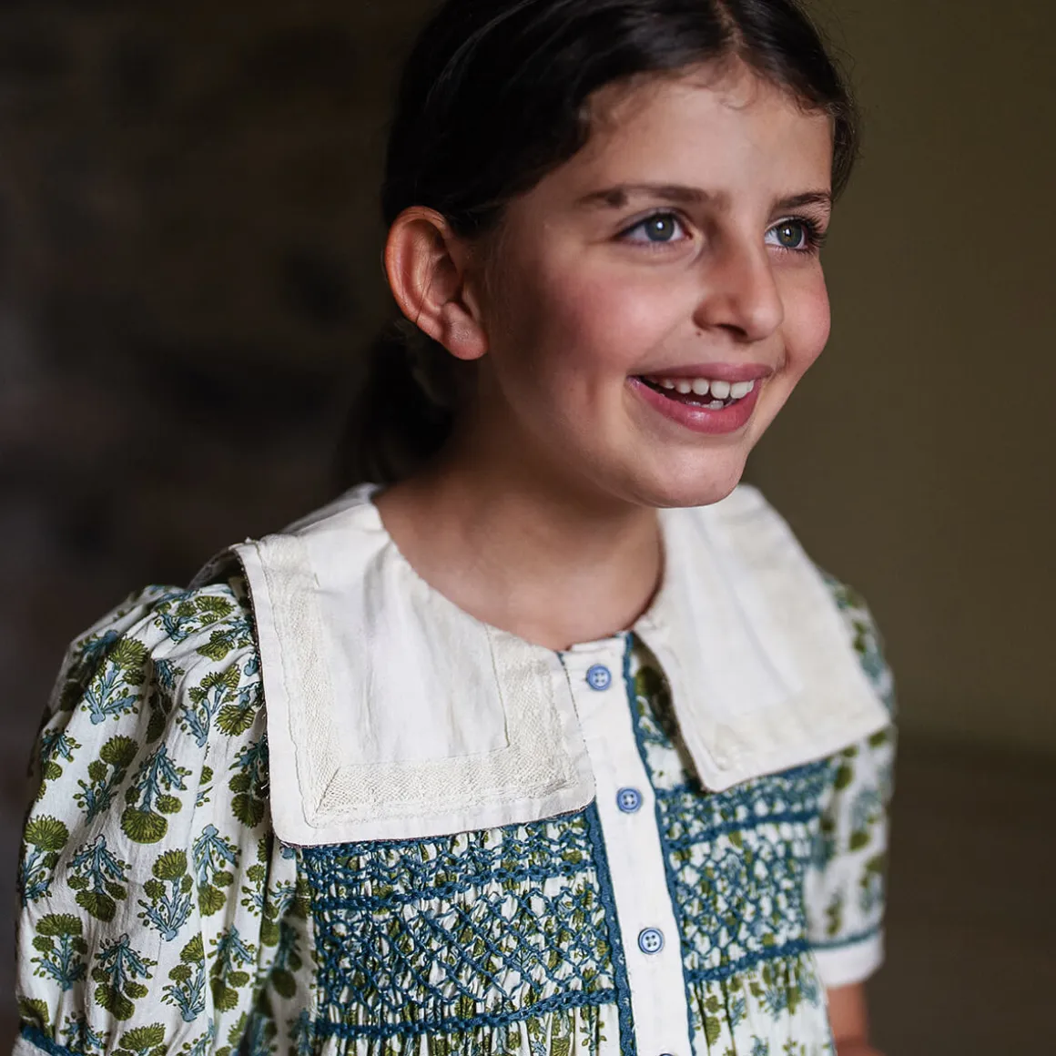 Violet Dress in Fern Jaipur Floral by Little Cotton Clothes