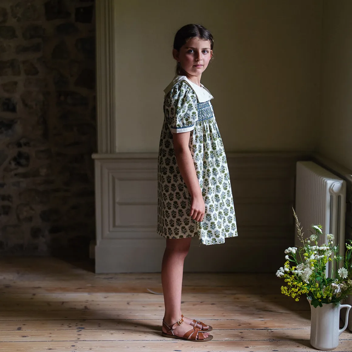 Violet Dress in Fern Jaipur Floral by Little Cotton Clothes