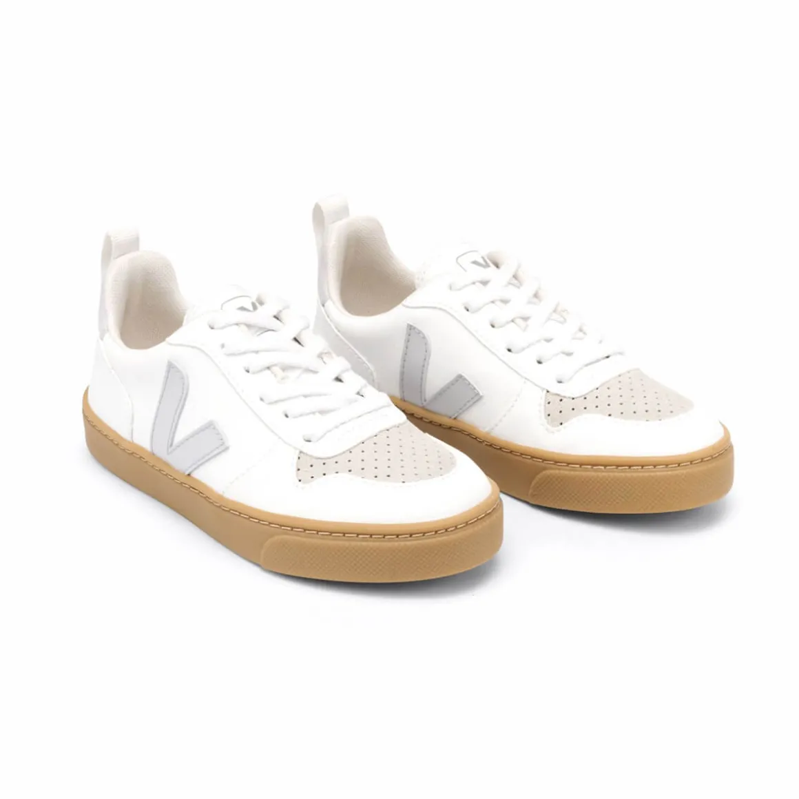 V-10 Lace CWL Trainers in White / Pearl / Natural by Veja