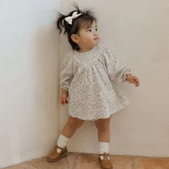V Smocked Dress in Winter Floral by Quincy Mae