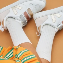 V-10 Velcro Leather Trainers in Multico / Extra White / Shiny by Veja
