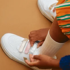 V-10 Velcro Leather Trainers in Multico / Extra White / Shiny by Veja