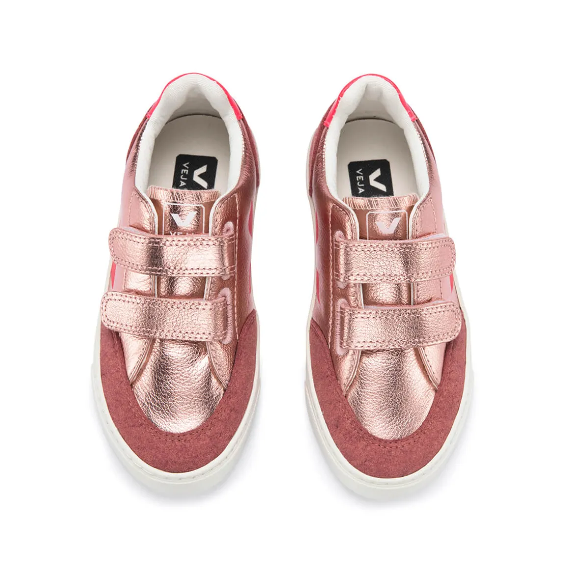 V-12 Velcro Leather Trainers in Pink Gold / Flouro by Veja