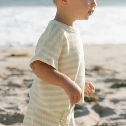 Waffle Tee + Short Set in Mint Stripe by Quincy Mae