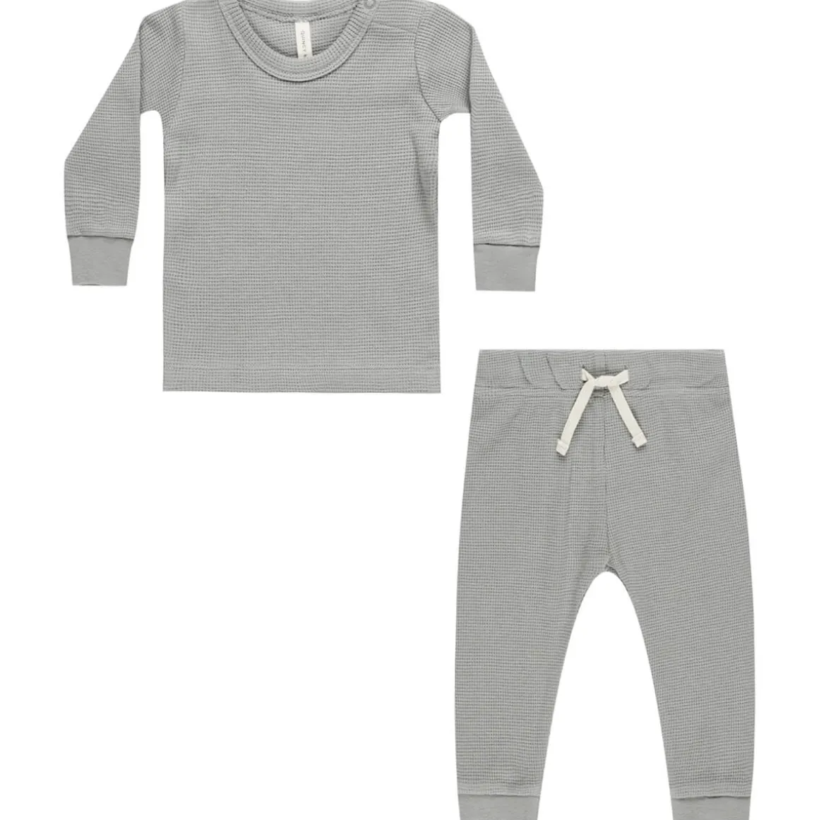 Waffle Top and Pant Set in Dusty Blue by Quincy Mae