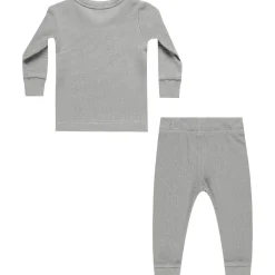 Waffle Top and Pant Set in Dusty Blue by Quincy Mae