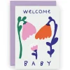 Welcome Baby Flower Greetings Card by Rozalina Burkova for Wrap
