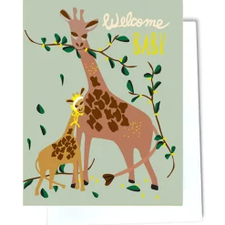 Welcome Baby Giraffe Greetings Card by Elizabeth Grubaugh