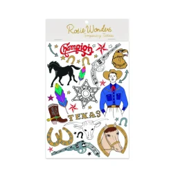 Western Cowboy Temporary Tattoos (A6 Sheet) by Rosie Wonders