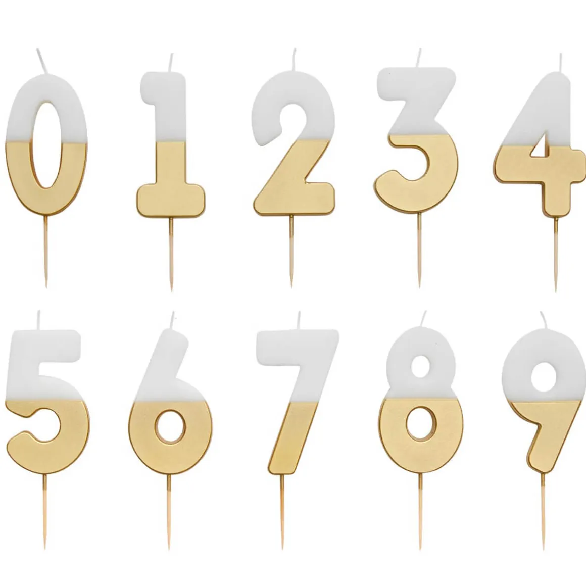 White And Gold Birthday Number Candles by Talking Tables