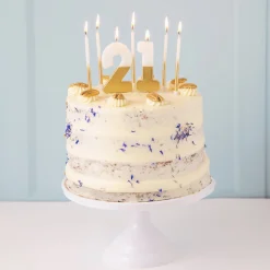 White And Gold Birthday Number Candles by Talking Tables