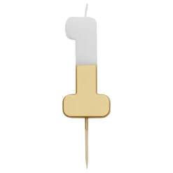White And Gold Birthday Number Candles by Talking Tables