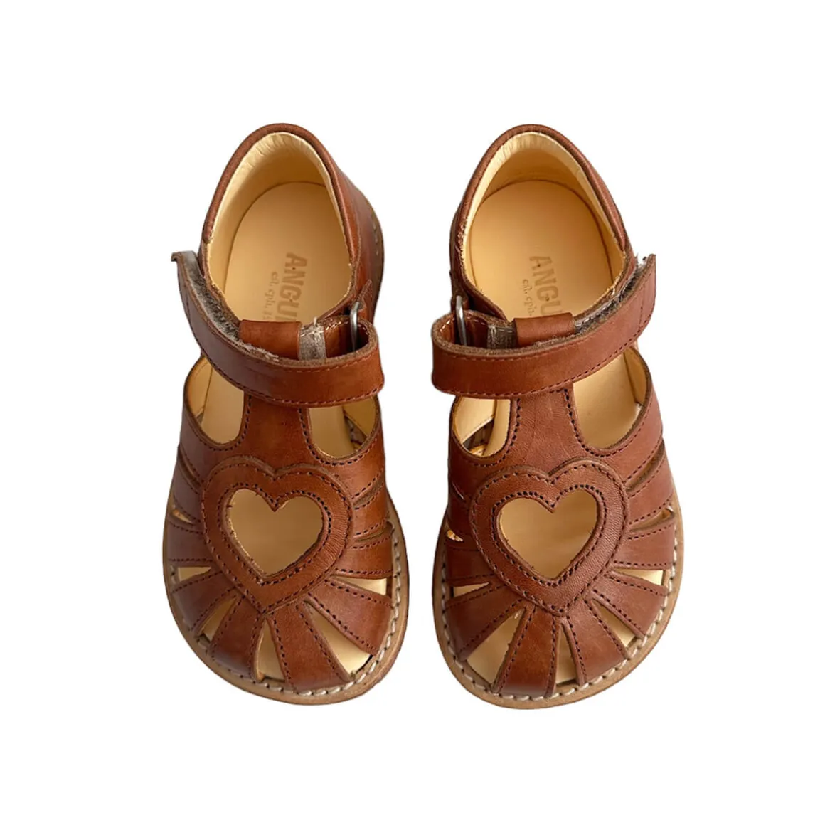 Wide Fit Heart Starter Sandals in Tan by Angulus
