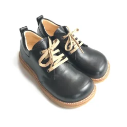 Wide Fit Lace Up Shoe in Black (Beige Laces) by Angulus