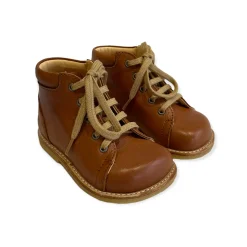 Wide Fit Lace Up Starter Boots in Cognac by Angulus