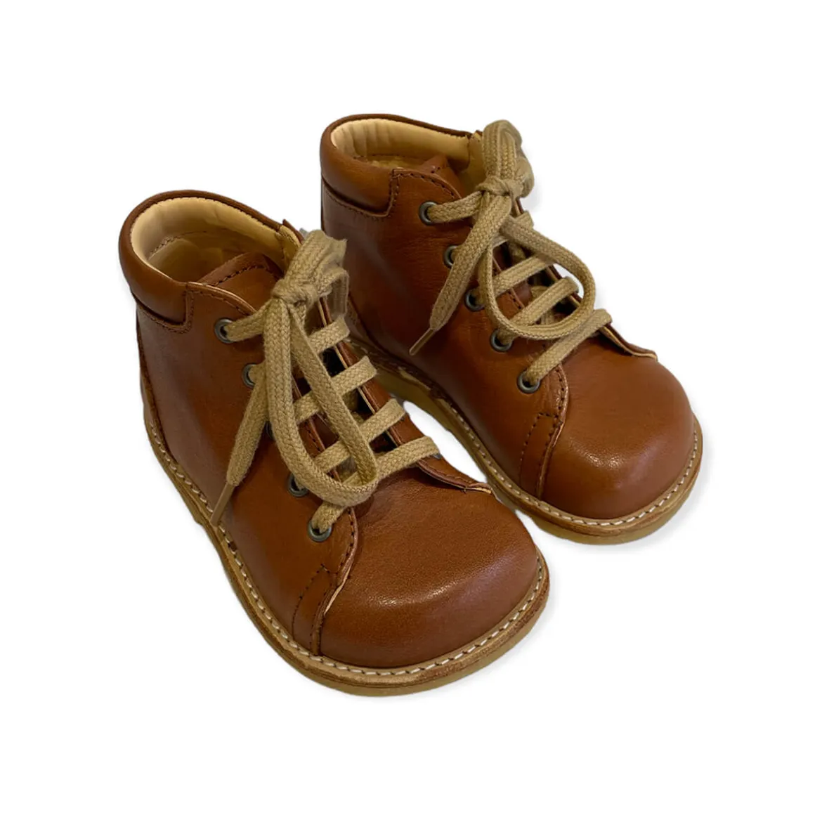Wide Fit Lace Up Starter Boots in Cognac by Angulus