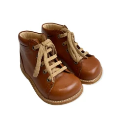 Wide Fit Lace Up Starter Boots in Cognac by Angulus